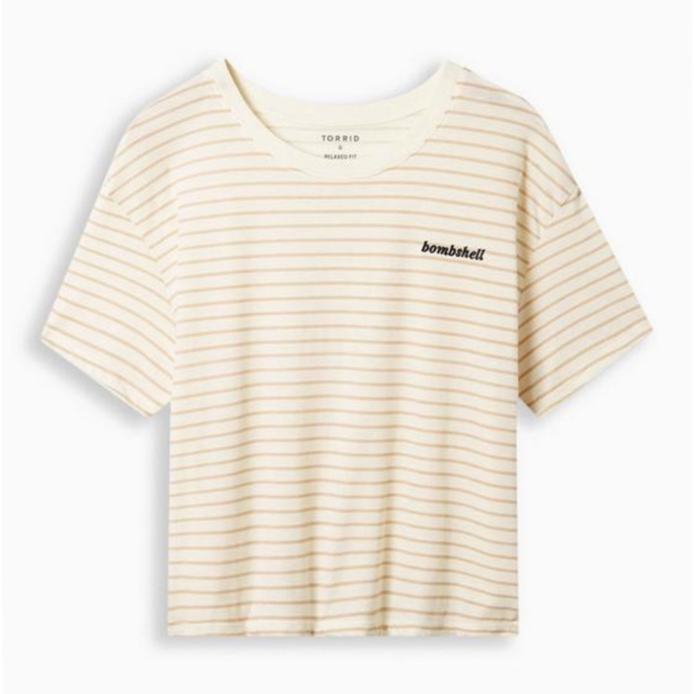 TORRID BOMBSHELL SIGNATURE JERSEY CREW NECK CROP TEE SIZE 2
